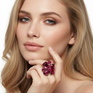 Bold Pink Statement Abstract Cocktail Ring